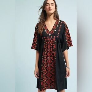 NWT RAGA Anthropologie Rala Black Boho Dress Sz M Spring Summer Beach Resort